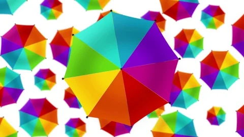 Rainbow umbrella rotating animation Stock Footage 91805441
