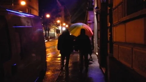 Rainbow umbrella, Turin Stock Footage 80599580