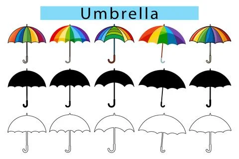Rainbow umbrella vector art, Rainbow umbrella icon, Umbrella silhouette Stock Illustration