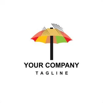 Rainbow umbrella vector logo and icon Stock Illustration