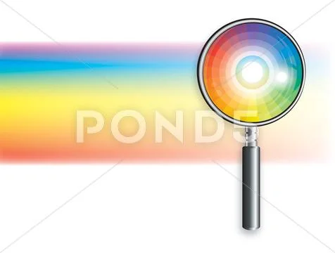 Rainbow under magnifying glass Stock Illustration