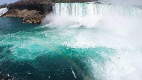 Rainbow Under Waterfall Stock Footage 130062954