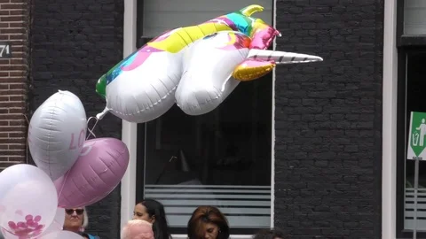 Rainbow unicorn balloon Stock Footage 122168792