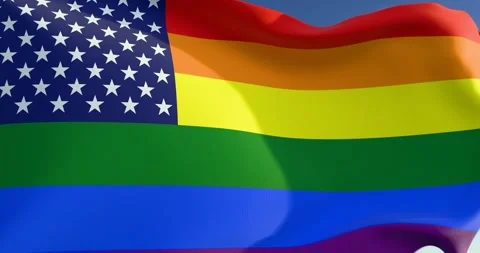 Rainbow USA flag Stock Footage 300205696
