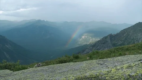 Rainbow in the valley Stock Footage 83696268