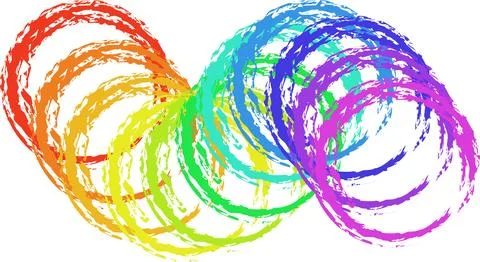 Rainbow vector circles in chalk on a white background Stock Illustration