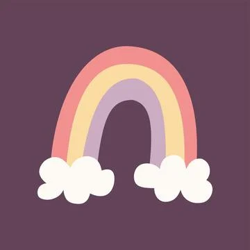 Rainbow vector illustration flat cute pastel arch cloud nursery element boho Stock Illustration