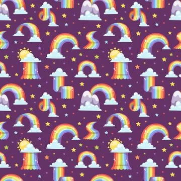 Rainbow vector seamless pattern background illustration 스톡 일러스트
