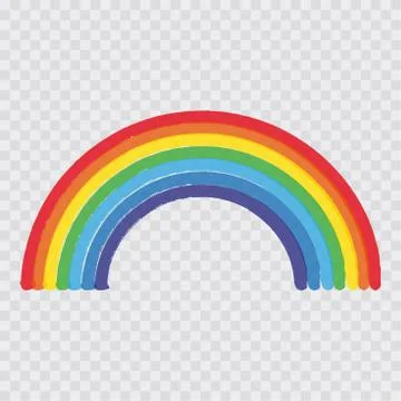 Rainbow vector, sky, cloud, red, orange, yellow, green, blue, navy, purple. Stock Illustration