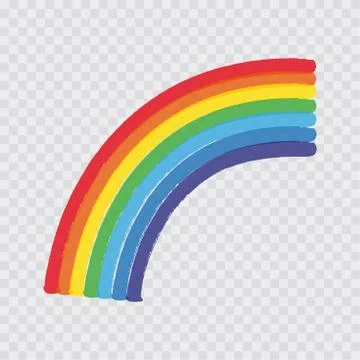 Rainbow vector, sky, cloud, red, orange, yellow, green, blue, navy, purple. Stock Illustration