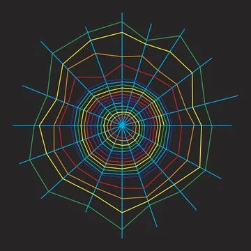 Rainbow vertical spider web for Halloween design Stock Illustration