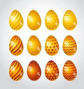 Rainbow vivid color Easter egg vector illustration set. Bright simple kid-sty Illustrazione stock