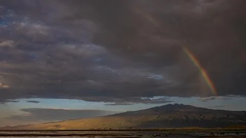 Rainbow on a volcano Tanzania Stock Photos