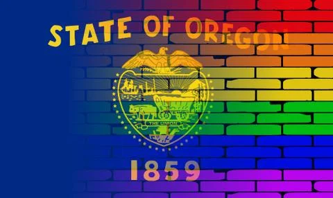 Rainbow Wall Oregon Stock Illustration