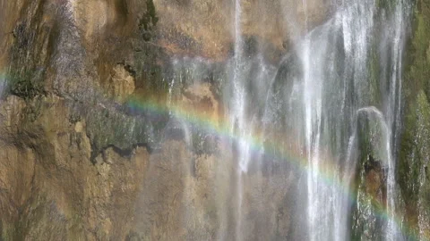 Rainbow on a Waterfall Close-Up. Slow Motion Stock-Footage 106459364