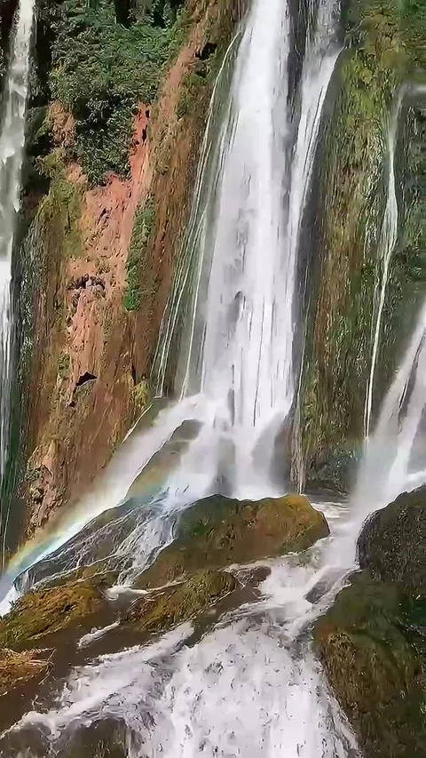 Rainbow on waterfall Stock Footage 303487474