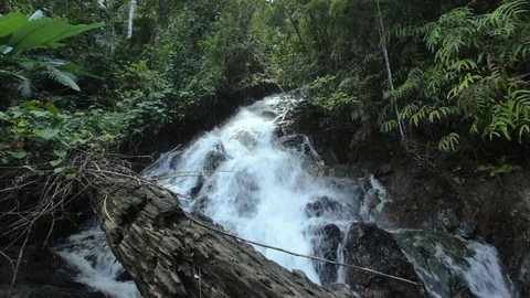 Rainbow Waterfall ,in the forest tropical zone ,national park Takua pa Phang  Stock Footage 110706314