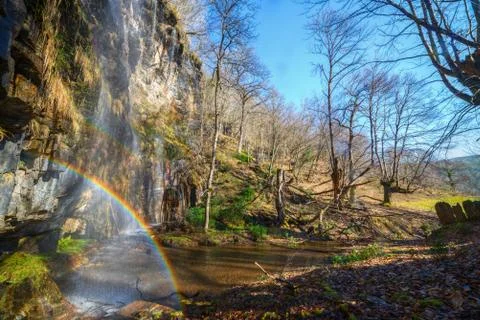 Rainbow in a waterfall Foto stock