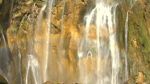 Rainbow in waterfall - slow motion Stock Footage 40262650