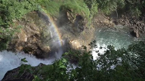 Rainbow Waterfall in slow motion Stock Footage 129767267