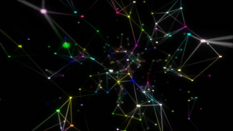 Rainbow waterfall.3d rendered abstract plexus shapes. Connection and web concept Stock Footage 98259838