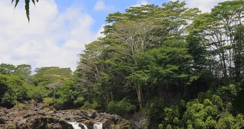 Rainbow waterfall,Hilo,Big Island,Hawaii,USA Stock Footage 120894655