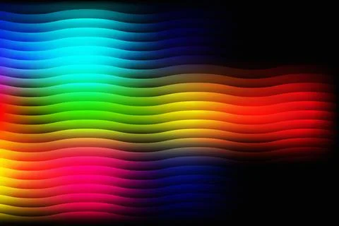 Rainbow Wave Gradient. Horizontal Abstract Color Pattern with Vibrant Flow イラスト素材