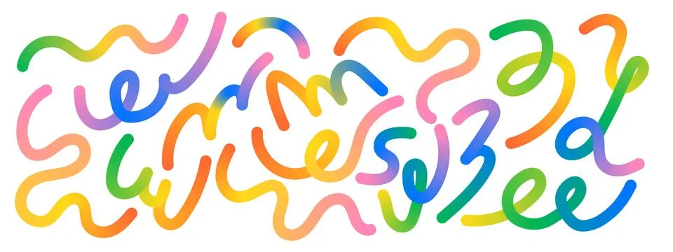Rainbow wave line set. Abstract liquid swirl shapes with gradient flow for mo Stock Illustration