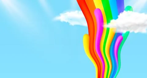 Rainbow wave in the sky, art banner. Vector Stock Illustration