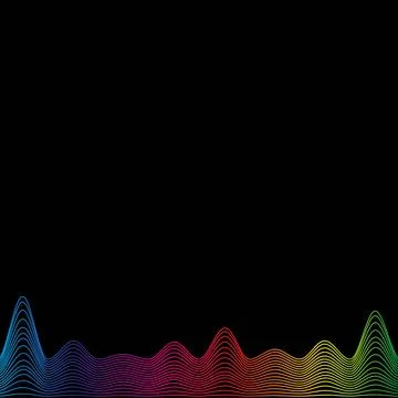 Rainbow waves line border, template banner latest technology sound vibrations on Stock Illustration