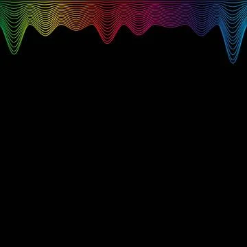 Rainbow waves line border, template banner latest technology sound vibrations on Illustrazione stock
