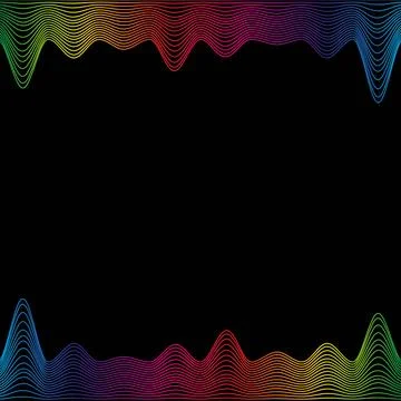 Rainbow waves line border, template banner latest technology sound vibrations on Stock Illustration