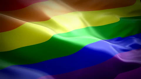 Rainbow waving flag. Pride 3d Gay flag waving Isolated. Sign of Rainbow Stock Footage 102497698