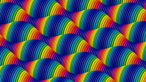 Rainbow wavy shapes. Abstract background, 3d render. Stock Illustration