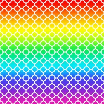 Rainbow White Quatrefoil Background Stock Illustration