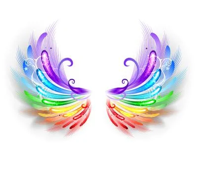 Rainbow wings on a white background Stock Illustration