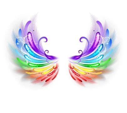 Rainbow Wings on a White Background Stock Illustration