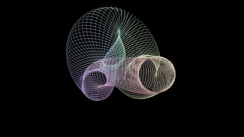 Rainbow wireframe spiral torus abstract background Stock Footage 337396012