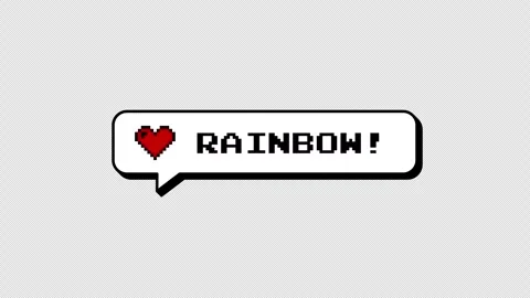 Rainbow word comment balloon in 8-bit pixel art neubrutalism style. Stock Footage 316774570