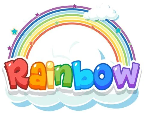 Rainbow word logo on the cloud Illustrazione stock