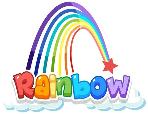Rainbow word logo on the cloud Illustrazione stock