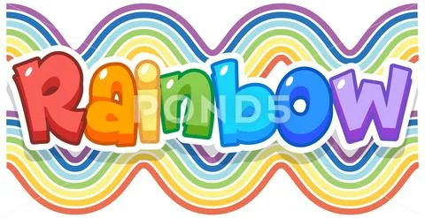 Rainbow word logo on rainbow wave background: Royalty Free #159576038