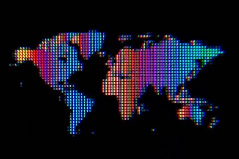 Rainbow World Icon Computer Screen Macro Foto stock