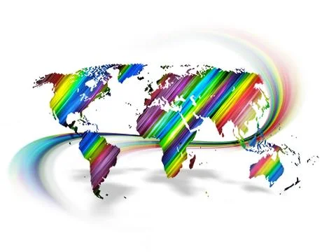 Rainbow world map Stock Illustration