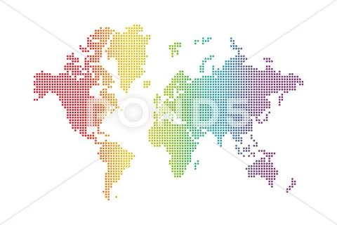 Rainbow world map Stock Illustration