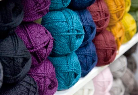 Rainbow of yarn Stock Photos