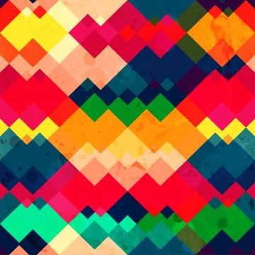 Rainbow zigzag seamless texture with grunge effect Stock Illustration