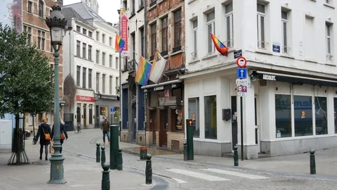 Rainbowhouse In Brussels Stock Footage 91822574