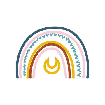 Rainbows in the boho style. Arc line Doodles Arc clipart Stock Illustration