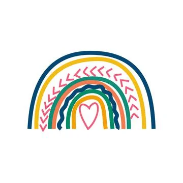 Rainbows in the boho style. Arc line Doodles Arc clipart Stock Illustration